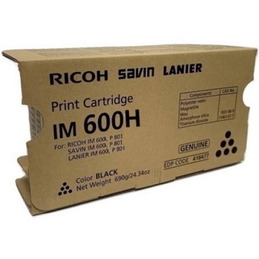 Ricoh 418480, Toner Cartridge Black, IM600H, P801- Original