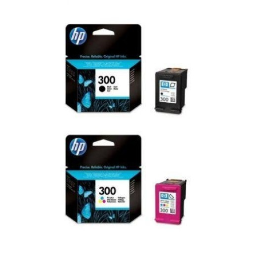 HP CN637EE, 300, Ink Cartridge Black and Tri-Color, DeskJet D1660, D2660, PhotoSmart C4680, C4780- Original