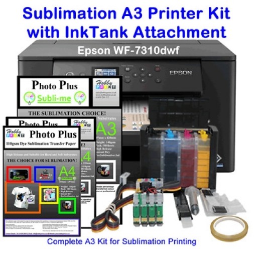 Epson WF-7310DWF, A3, Sublimation Printer Bundle with Ink Tank & Transfer Papers