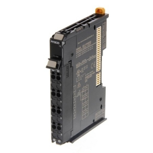 Omron NX-PF0630, NX I/O power feed unit, 5-24 V DC input, 8 terminals, 4A, screwless push-in connector, 12mm wide