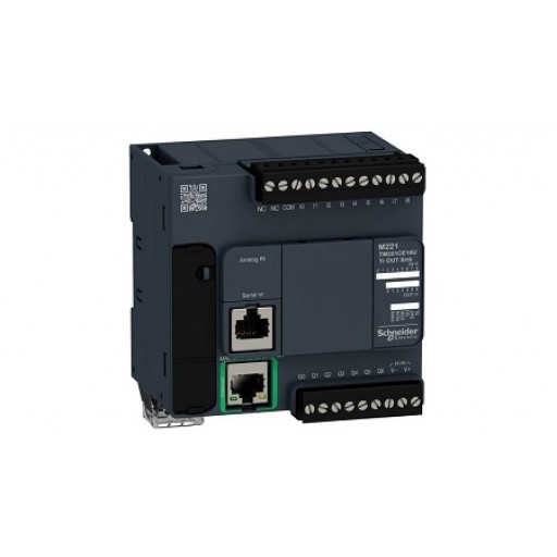 Schneider TM221CE16U, logic controller, Modicon M221, 16 IO, transistor, NPN, Ethernet