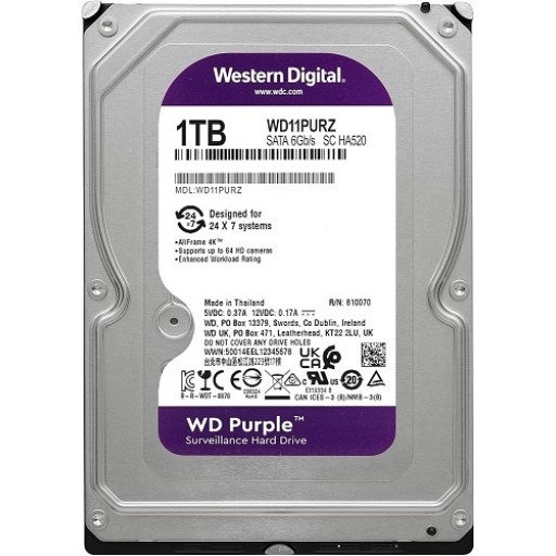 Western Digital WD11PURZ, 1TB WD Purple Surveillance Internal Hard Drive HDD