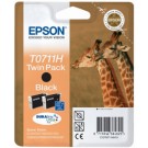Epson T0711H, Ink Cartridge HC Black Twin Pack, Stylus SX205, SX210, SX215, SX218- Original