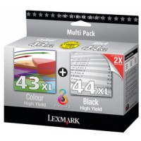 Lexmark 80D2966 No.43XL & No.44XL Ink Cartridge - Black & Tri-Colour Multipack Genuine