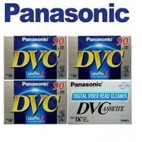 Panasonic Mini DV Tapes x 3 with Head Cleaner for Sony, JVC, Canon, Samsung Camcorders