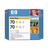 HP CB345A No.70 Ink Cartridge - Yellow Twin Pack Genuine