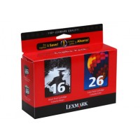 Lexmark 80D2126E No.16 & No.26 Ink Cartridge - Black & Tri-Colour Multipack Genuine