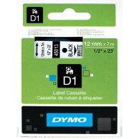 Dymo S0720530, Black on White D1 Tape 12mm- Original